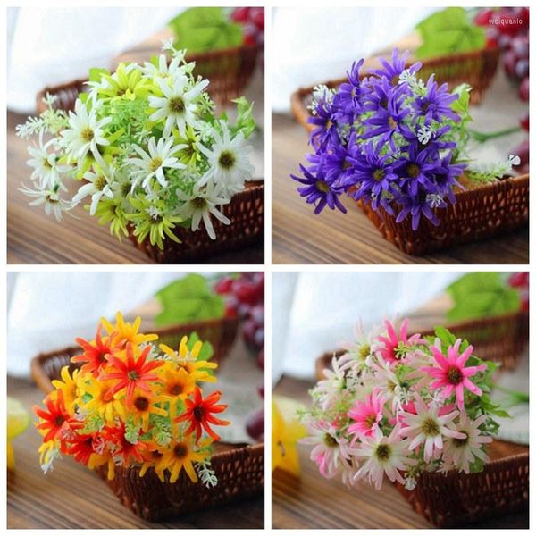 Flores decorativas 2pcs/lote salto orquídea crisantemo flor de seda artificial seca para la decoración de bodas de la casa