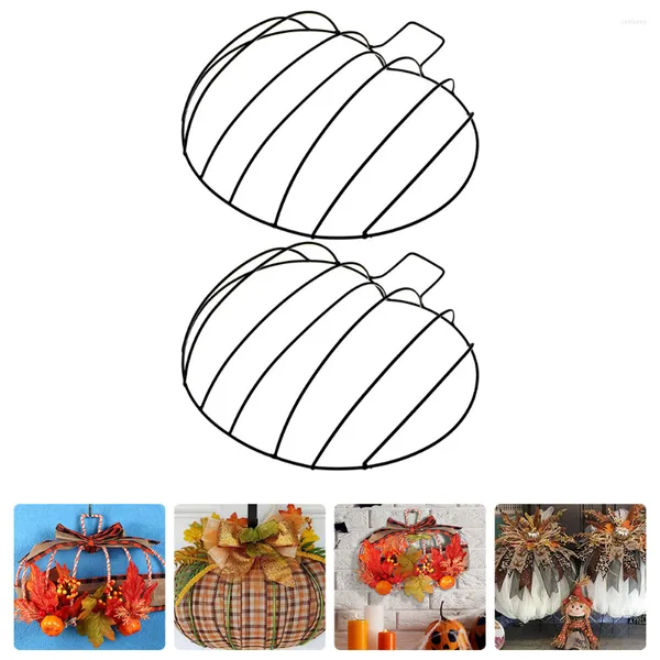 Couronne de citrouille en métal, 2 pièces, formes de fleurs décoratives, cadres de guirlande de fleurs bricolage pour Halloween, Thanksgiving, automne