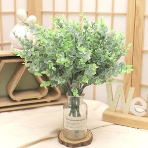 Fleurs décoratives 2 pièces en plastique Eucalyptus plantes artificielles herbe d'eau verte fausse fleur mariage maison bureau Table centres de Table