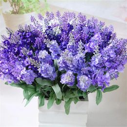 Decoratieve bloemen 2 stks paarse lavendel kunstmatige nep bloem bruiloft feest huis decoratie accessoires 28 cm flores decorativas
