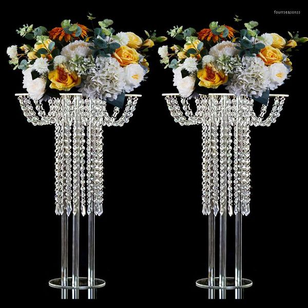 Fleurs décoratives 2pcs Table ronde de table de fleur de fleur Poix centrale de mariage 60 cm de haut en acrylique gâteau de gâteau route de la route décoration de fête