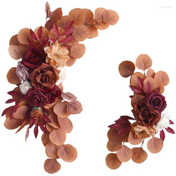 Flores decorativas 2 piezas/set Archit de boda artificial Swag Diy Bienvenido Ceremonia Ceremonia Fuerda