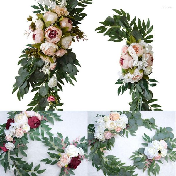 Fleurs décoratives 2pcs ensemble arc de mariage arrangement artificielle rose pivoine invité décor fond mur