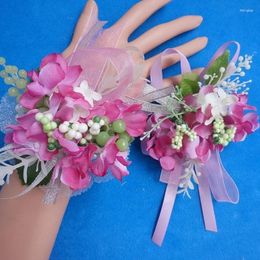 Fleurs décoratives 2pcs / bouquets de mariage set en soie Cornise à hydrange et boutonnière pour la demoiselle d'honneur fleur fleur fleurs