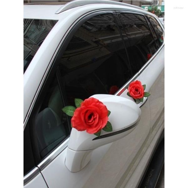 Fleurs décoratives 2 pièces/ensemble, poignée de porte de voiture de mariage, ornement de fleurs artificielles, nœuds de ruban, accessoires Po, fournitures de fête, accessoires d'événements