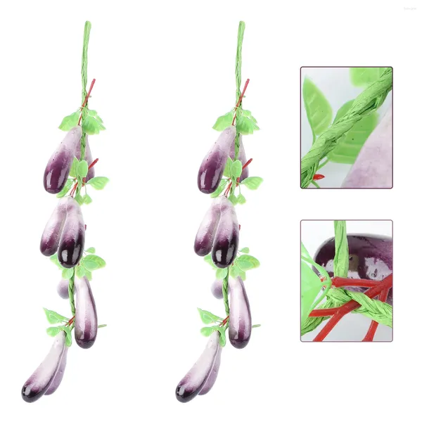 Fleurs décoratives 2 pièces Simulation artificielle réaliste légumes aubergines légumes oignon corde suspendue décor à la maison accessoires de photographie