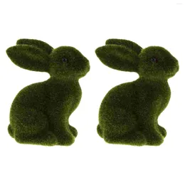 Fleurs décoratives 2PCS Statue Moss Figurines Décorations Floquées