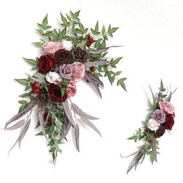 Fleurs décoratives 2 pièces décoration d'arc de mariage fleur d'angle arrangement de fête à la maison rangée artificielle