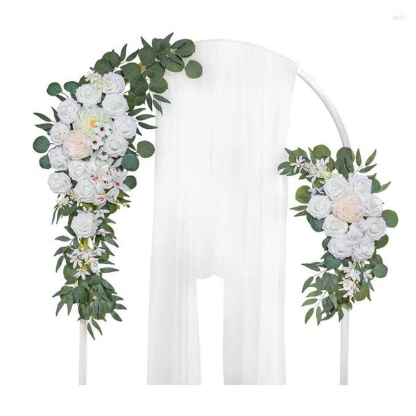 Fleurs décoratives 2pcs de mariage arc arc fleur en plastique en plastique rose paville de rose décorations artificielles pour la fête de baby shower décor