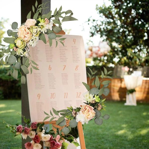 Guirlande de fleurs décoratives en arc de mariage, 2 pièces, chemin de Table, pièce maîtresse, guirlandes florales faites à la main pour jardin, fête à la maison