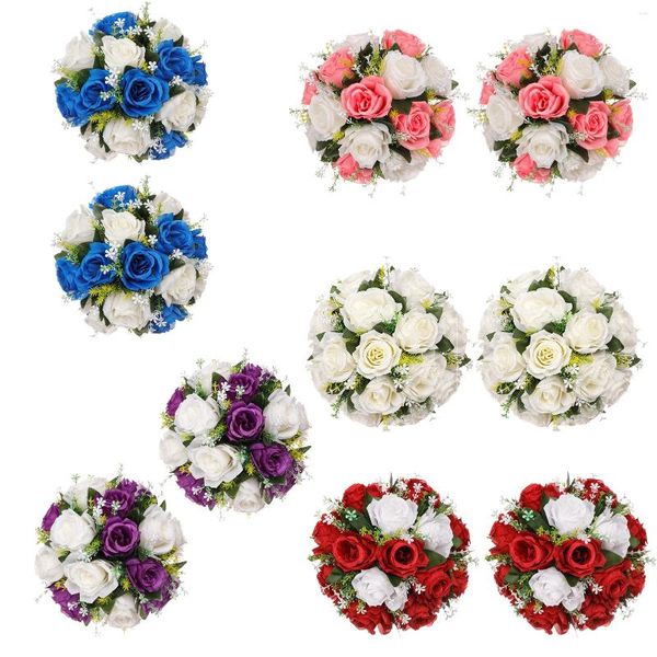 Flores decorativas 2 PCS Central de bodas Carret Flower Flower de 26 cm Bola Floral Guía Ornamentos Deco Prop