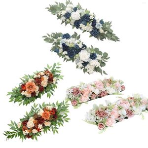 Decoratieve Bloemen 2x Kunstmatige Boog Bloem Swag Tafelloper Middelpunt Garland Voor Muur Huwelijksceremonie Teken Bloemen Decoratie