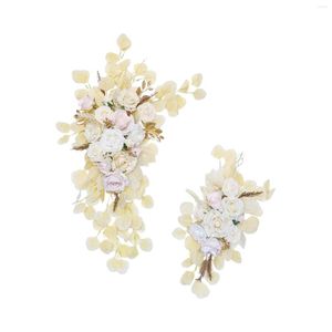 Fleurs décoratives 2x couronne de porte florale artificielle Swags décoration de la maison pour la cérémonie de vacances