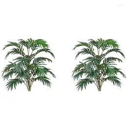 Decoratieve bloemen 2x kunstmatige palmplant blad nep tropisch big big