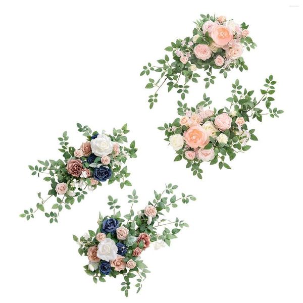 Flores decorativas 2x Kits de arco de boda artificial Swag Garland Flor de rosa para firmar Arreglo de mesa Ventana Fiesta