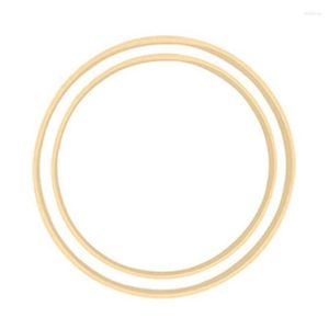 Fleurs décoratives 2X anneaux de bambou de rêve cercle en bois rond receveur pour couronne de fleurs maison jardin plante décor panier suspendu 18Cm