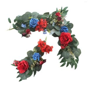 Fleurs décoratives 2x mariage arc floral affichage fausse plante artificielle pour la fête murale la carte de bienvenue signe décoration de coin
