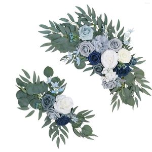 Fleurs décoratives 2x Arche de mariage Fleur Swag Centre de table Composition florale Feuilles vertes