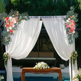 Kit de arco de casamento com flores decorativas, 2 folhas verdes, guirlanda rústica para cerimônia, organização de recepção, sinal de boas-vindas