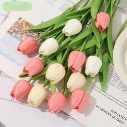 Flores decorativas 3/5 piezas ramo de simulación de tulipán artificial tacto Real espuma de PU decoración de boda falsa hogar