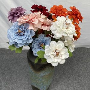 Fleurs décoratives 3 plantes de pivoines artificielles, grands Bouquets de Tables de mariage, faux Vases de fête, décoration de maison rurale DIY