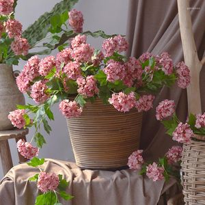 Decoratieve Bloemen 3-Vork Hortensia Kunstmatige Woondecoratie Bruiloft Muur Pography Props Simulatie Groene Plant Ornamenten