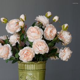 Fleurs décoratives 3 Head Silk Peony Bouquet Fleur artificielle pour le mariage Home Cérémonie Table Fares Flores ACCESSOIRES DIY ROMANTIQUE