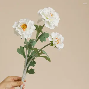 Decoratieve bloemen 3 hoofden Massaal Pioentak Kunstmatige Home Decor Witte Fleurs Artificielles Pography Props Bloemen