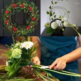 Paquet de 3 fleurs décoratives pagaie verte flexible en fil floral pour artisanat couronnes de noël arrangements d'arbres et de fleurs