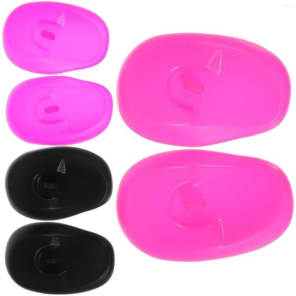 Flores decorativas 3 pares de fundas de silicona para los oídos protectores de tinte para el cabello orejeras para colorear