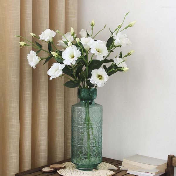 Flores decorativas, 3 uds., flor de seda Artificial Eustoma, decoración de otoño para el hogar, jardín, fondo de boda, guirnalda de arreglo falso