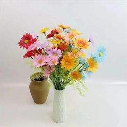 Fleurs décoratives 3 pcs Bouquet de branche longue jaune artificielle pour jardin décor de mariage à la maison en soie nuy accessoires de fleurs de faux fleurs