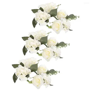 Decoratieve bloemen 3 stuks kandelaar Garland nep krans kunstmatige tafelblad witte ringen kransen bloem