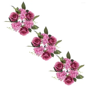 Fleurs décoratives 3 PCS CANQUESTICK GARLAND RINGS PILLAR COURCE DÉCORD BAMERIE CONDITE DÉCORATIONS DE PRINDIT