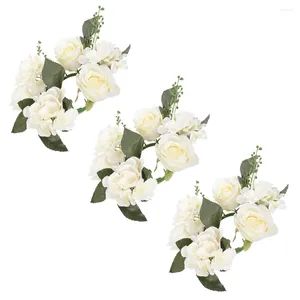 Decoratieve Bloemen 3 Pcs Kandelaar Guirlande Lente Zomer Kransen Voordeur Ringen Decor Pijler Bruiloft Layout Props Rozen Plastic