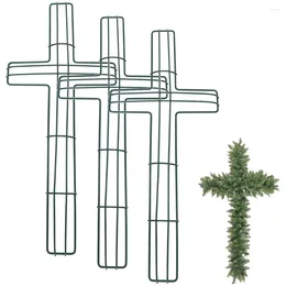 Fleurs décoratives 3 pièces guirlande de noël fil métallique croix cadre couronne forme attrape-rêves cerceau anneau