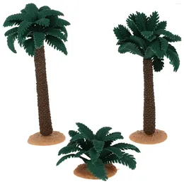 Flores decorativas 3 PCS Coconut Tree Model Decorations Decoraciones de jardín Home Pequeño Vidrete Plástico Mini Toy Toy