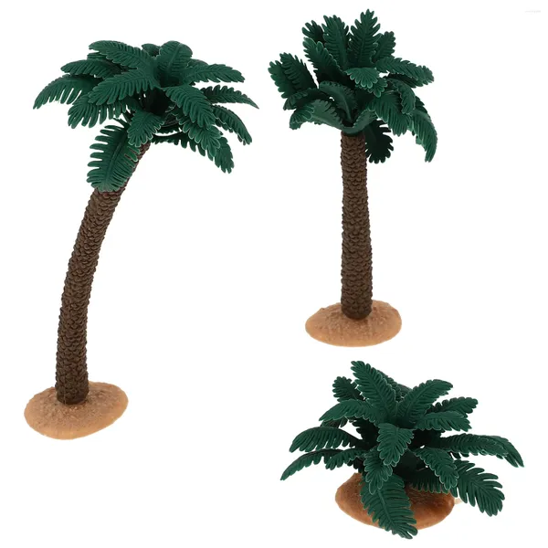 Flores Decorativas 3 Piezas Modelo De Árbol De Coco Juguete Decoración De Jardinería En Miniatura Decorar Micro Paisaje Adorno Maceta Modelado De Plástico