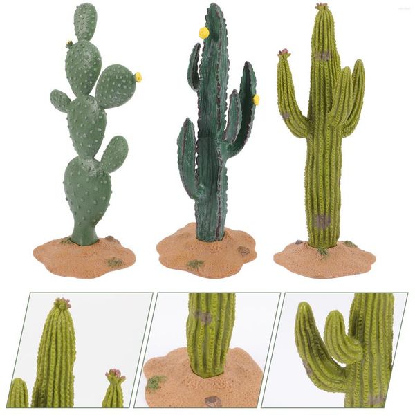 Fleurs décoratives 3 pièces artisanat Cactus Figurines Mini plantes artificielles décor de voiture décoration de bureau Statue Miniature parure de table