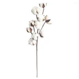 Fleurs décoratives 3 PCS DIY DÉCINITION DE MARIAGE DE MARIAGE FARME FLORME ARTIFICIELLE 10 têtes de coton séché tige de simulation maison Floral