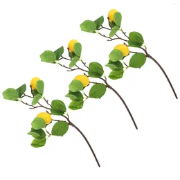 Fleurs décoratives 3 pcs faux vert branche artificielle table à manger de table de table de décoration de décoration