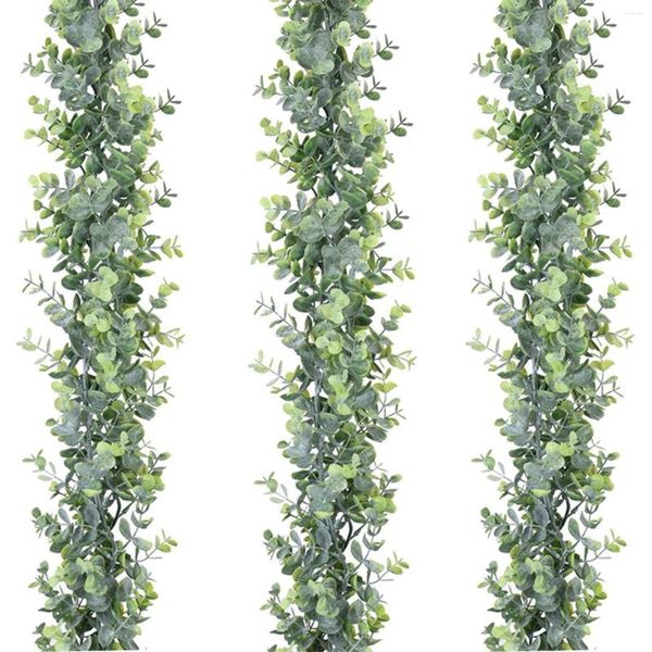 Fleurs décoratives 3 pcs fausses guirlande 6ft verdure artificielle de soie en vrac feuille les vignes pour le cimetière suspendu de mariage