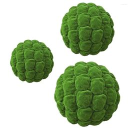 Fleurs décoratives 3 pièces boules d'herbe décor bol de mousse pièce maîtresse artificielle pour plantes vert plastique verdure Faux