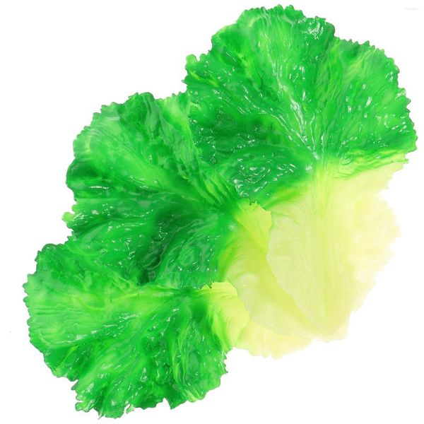 Fleurs décoratives 3 Pcs Vert Décor Simulation Alimentaire Légumes Cuisine Décors Artificiels Table Prop Feuilles Faux Modèles Pvc Ornement