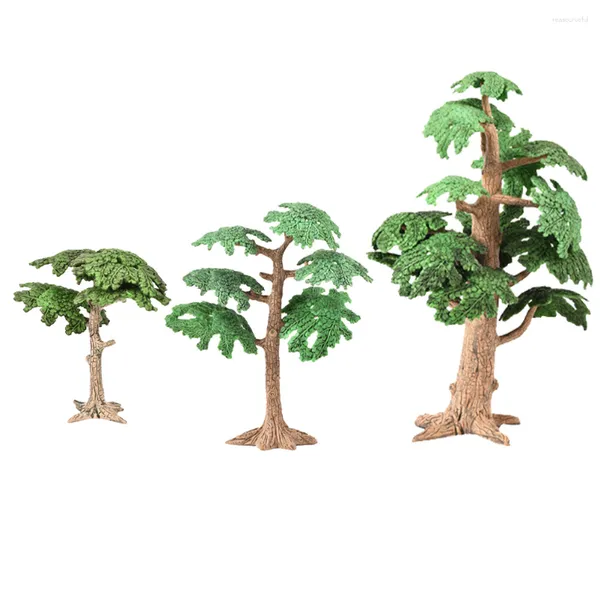 Flores decorativas 3 piezas Micro juguetes Árbol artificial Decoración de oficina Decoración de pino Decoraciones 24X9.5X9.5CM Plástico verde