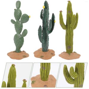Fleurs décoratives 3 pcs mini figurines jardin minuscules statues modèles cactus miniature décor pvc orne