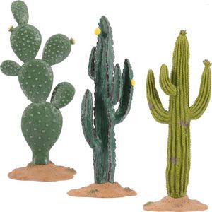 Decoratieve bloemen 3 stuks miniaturen sieren kantoor decor ambachtelijke cactus beeldjes planten auto kleine standbeeld versiering