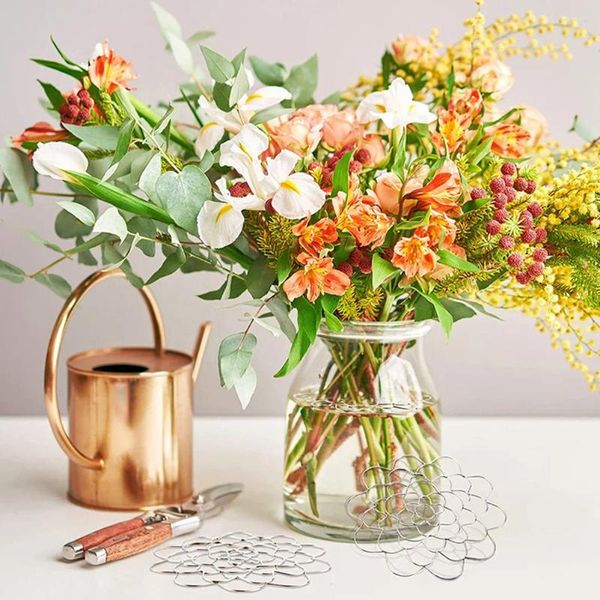 Fleurs décoratives 3 pièces, Arrangement de fleurs de plantes, aide à la Fixation, organisateur de fil de fer métallique, couvercle de pot, insertion fixe