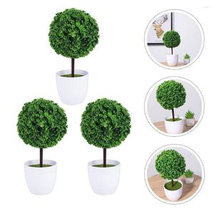 Decoratieve Bloemen 3 Stuks Ingemaakte Kunstmatige Outdoor Struiken Kersenbal Bonsai Nep Versieren Plastic Groene Levensechte Imitatie