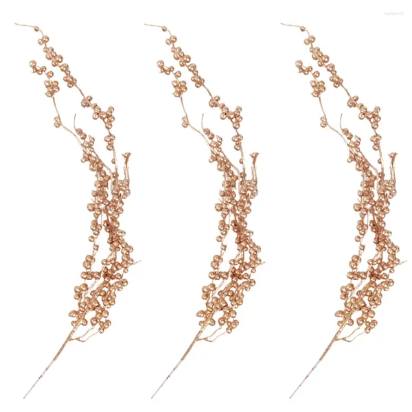 Fleurs décoratives 3 pcs accessoires de Noël imitation baies guirlandais tiges de baies de fer branches de simulation de fil de fer décoration décoration
